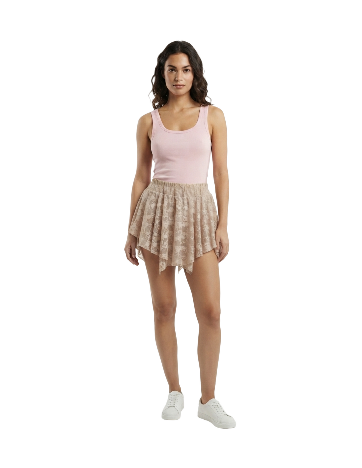 Falda beige de encaje