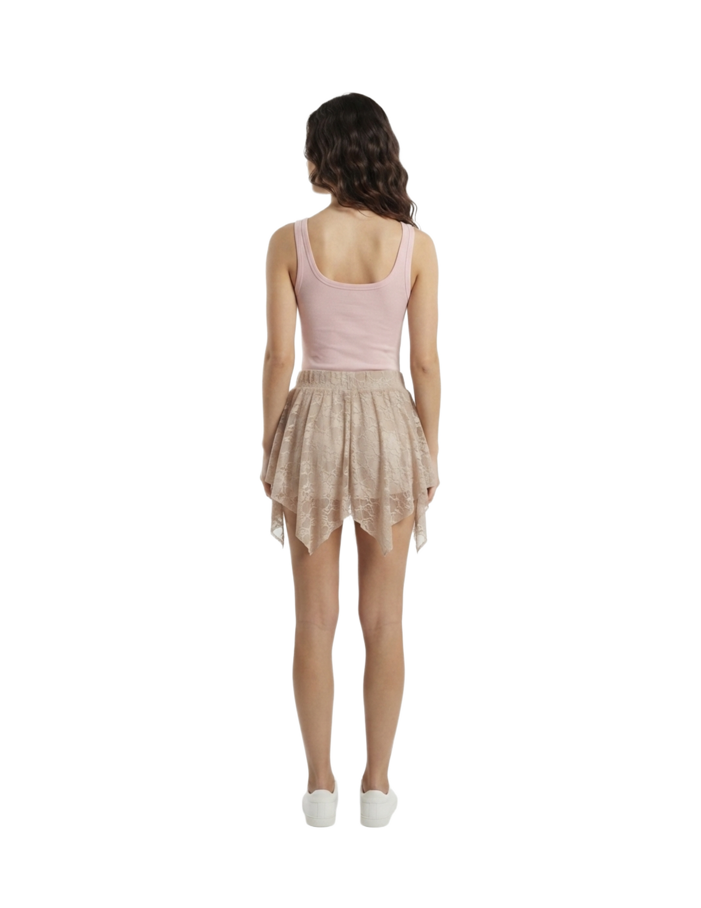 Falda beige de encaje