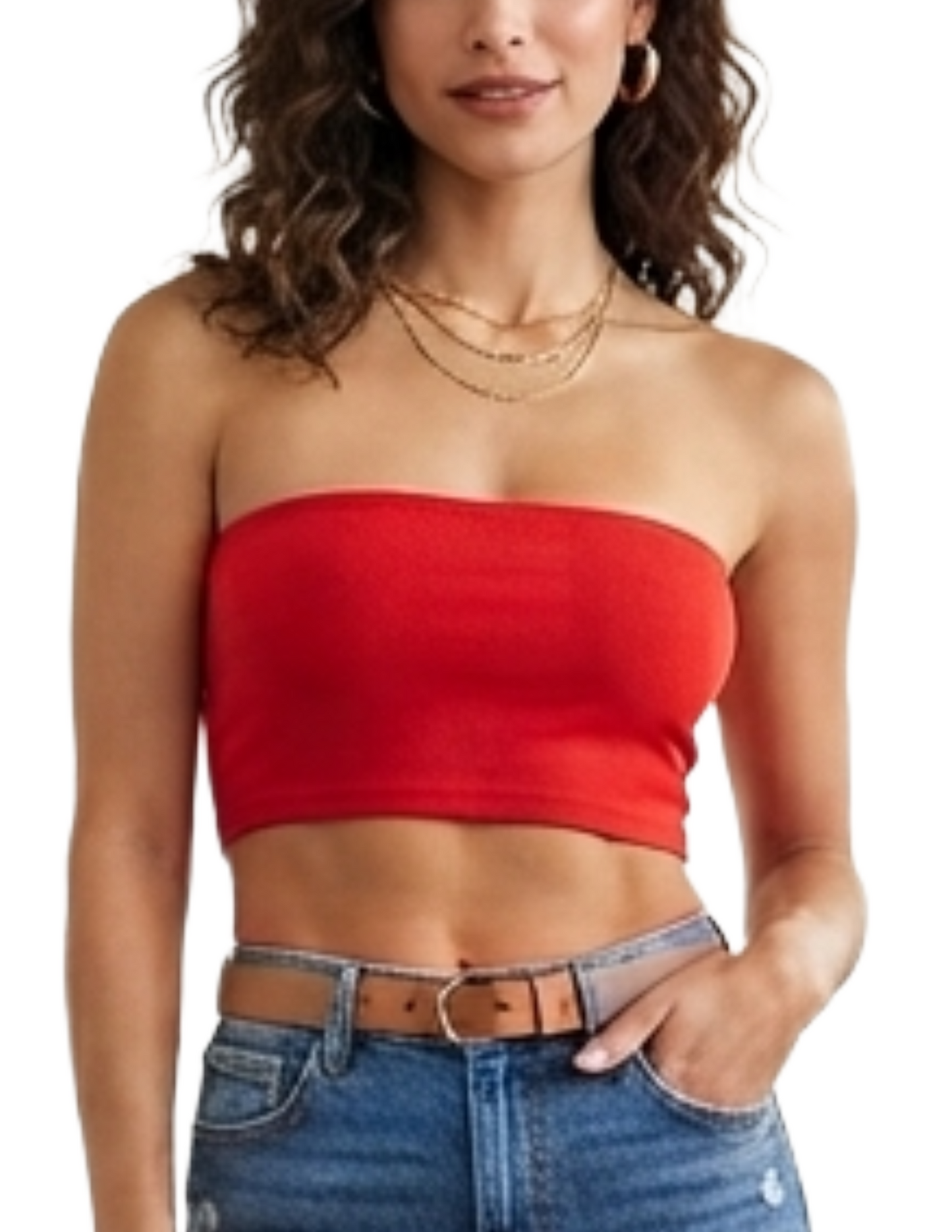 Crop top strapless rojo
