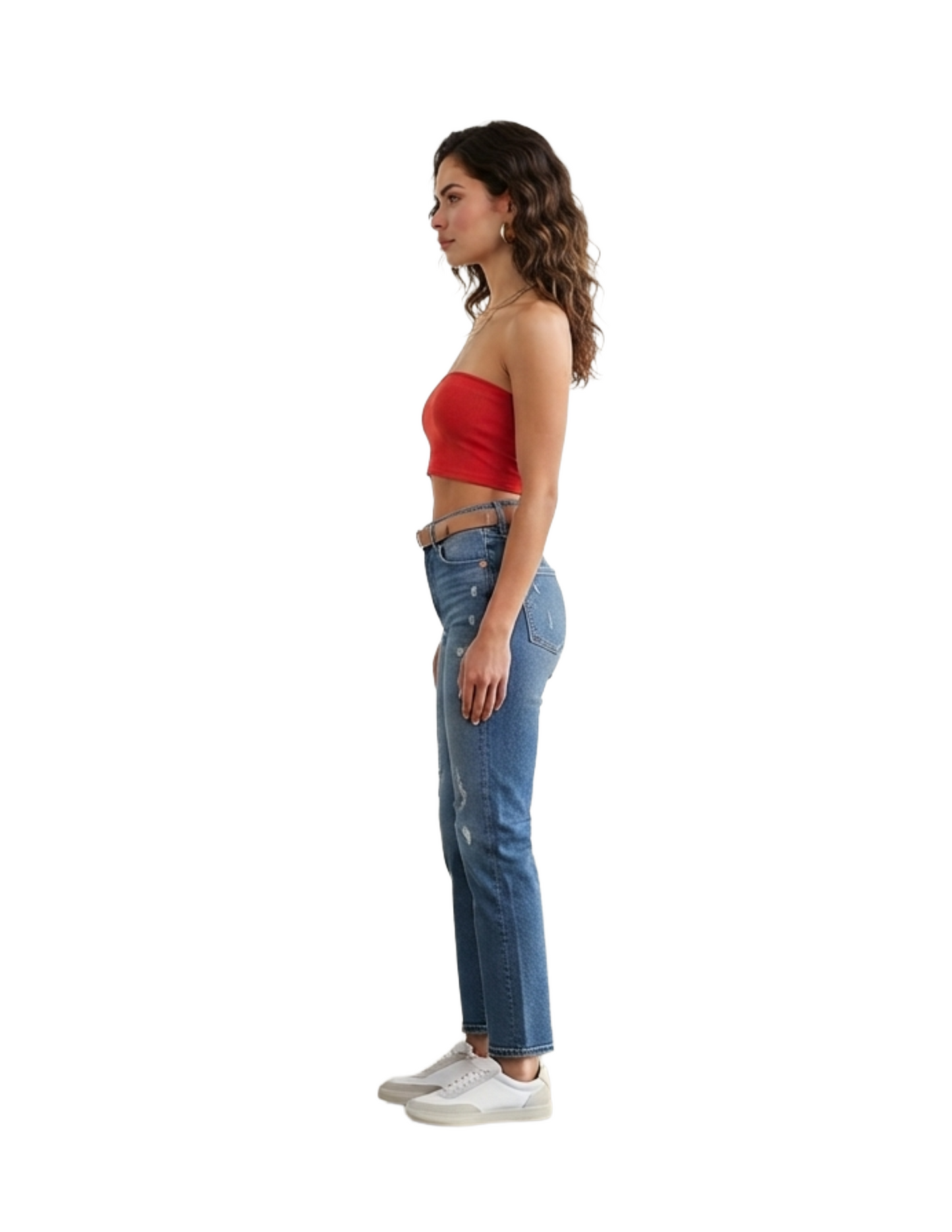 Crop top strapless rojo