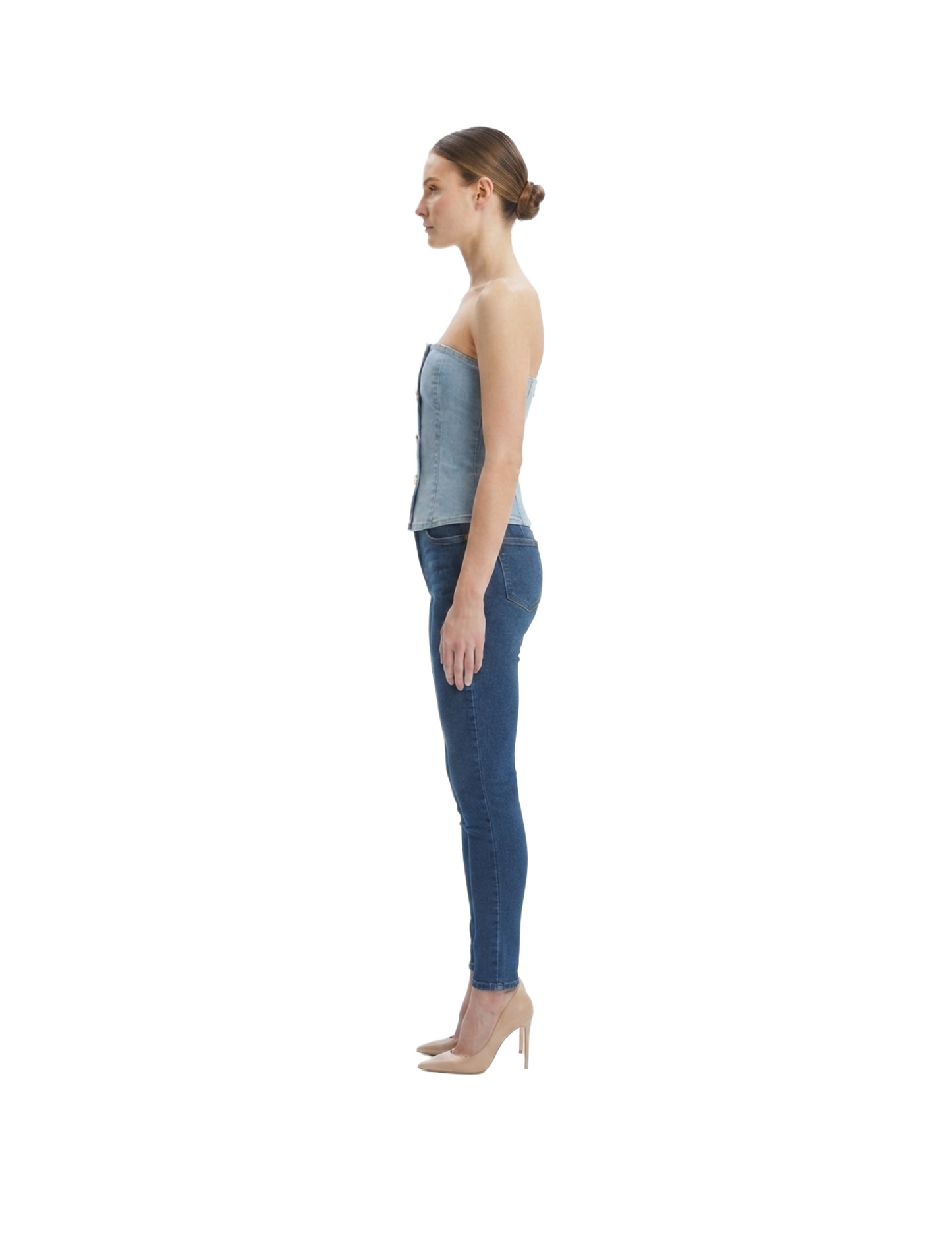 Strapless de mezclilla abotonada