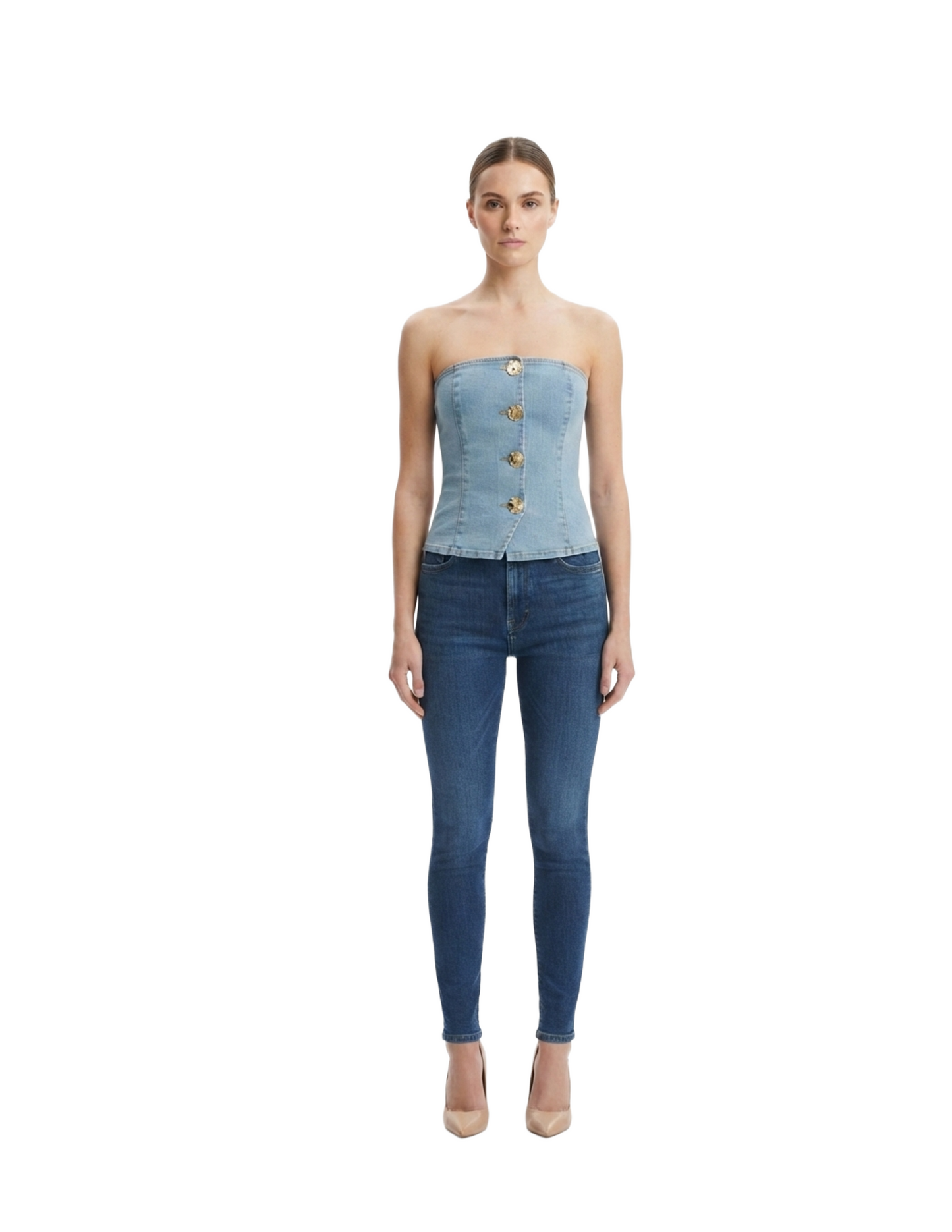 Strapless de mezclilla abotonada