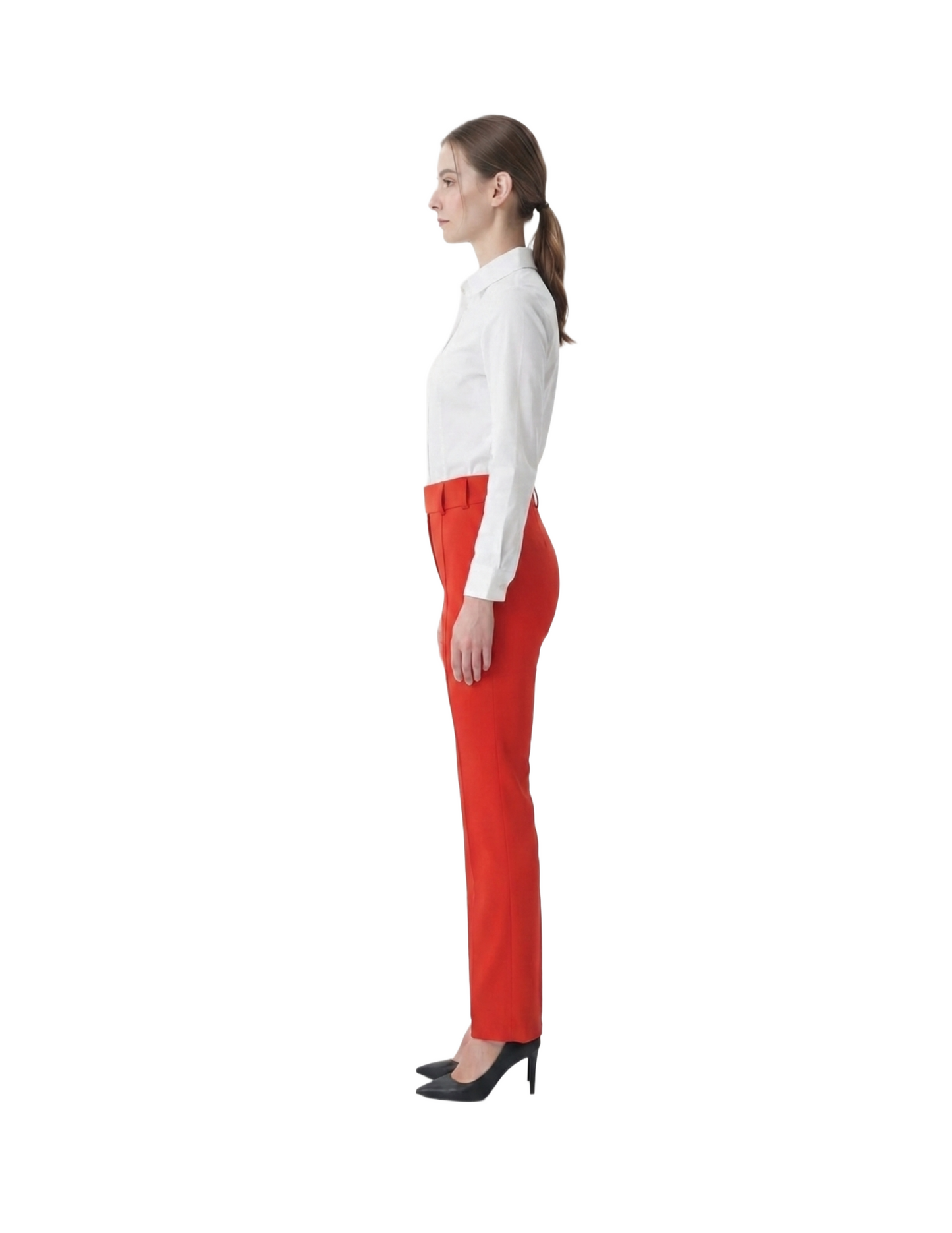 Pantalón rojo de vestir con pretina para cinto