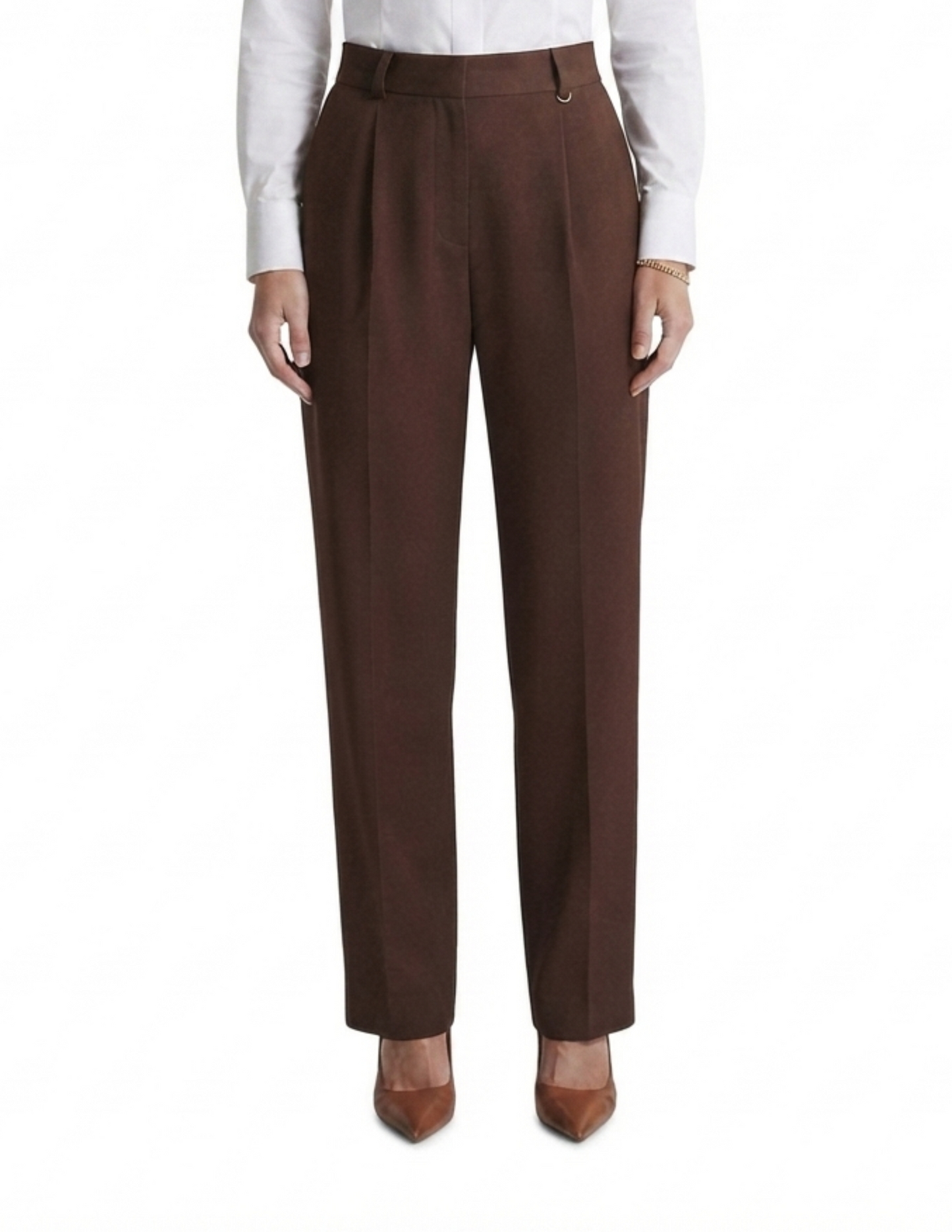 Pantalón cafe de vestir con pretina