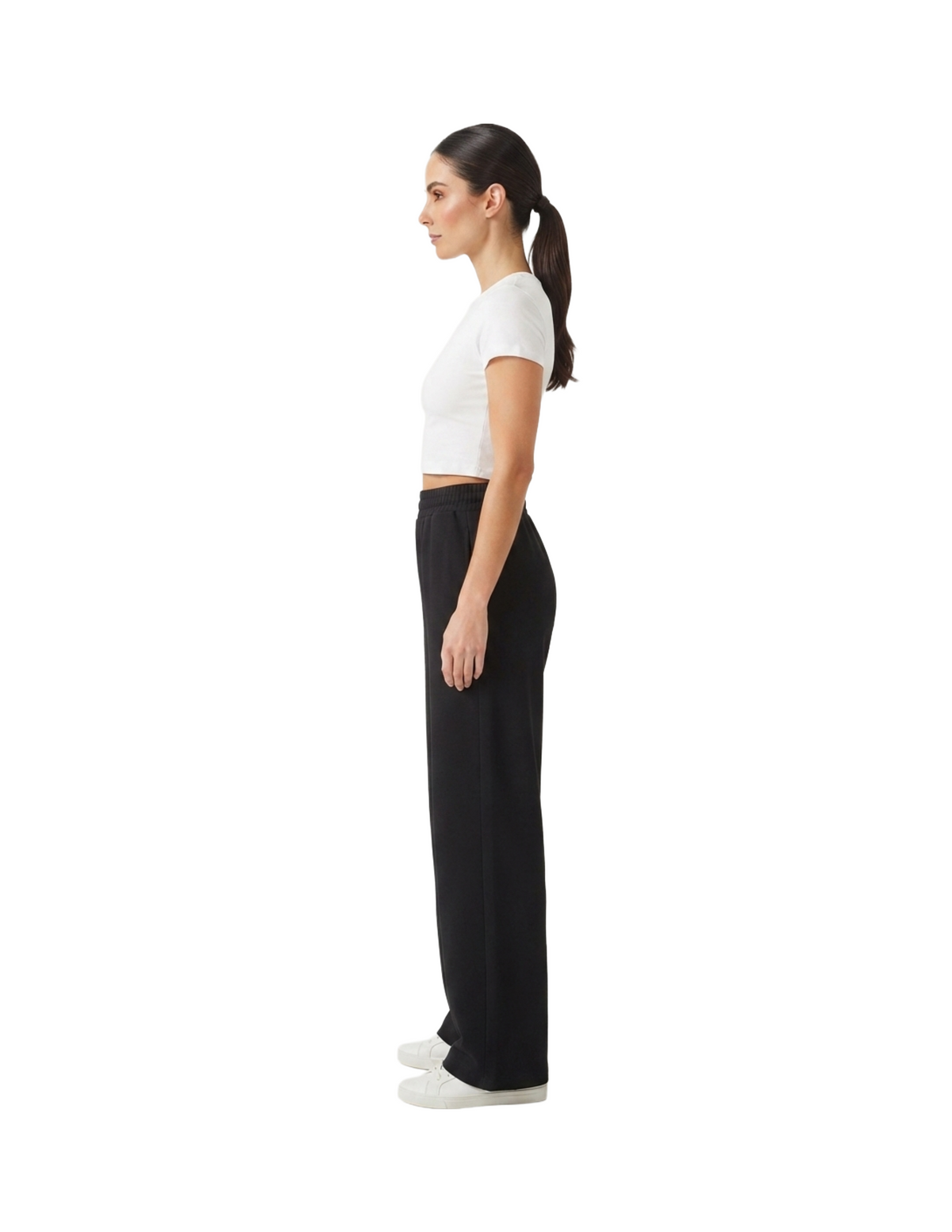 Pantalonera corte recto amplio con elástico en cintura