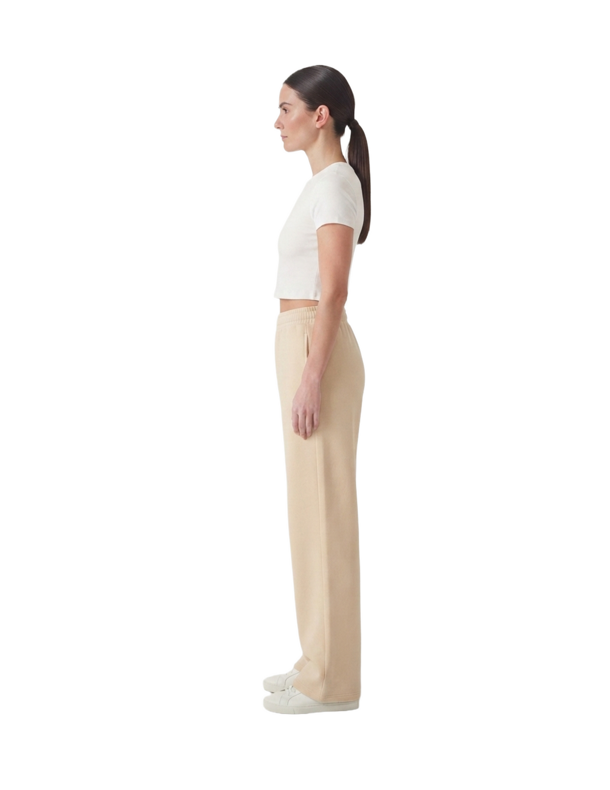 Pantalonera corte recto amplio con elástico en cintura
