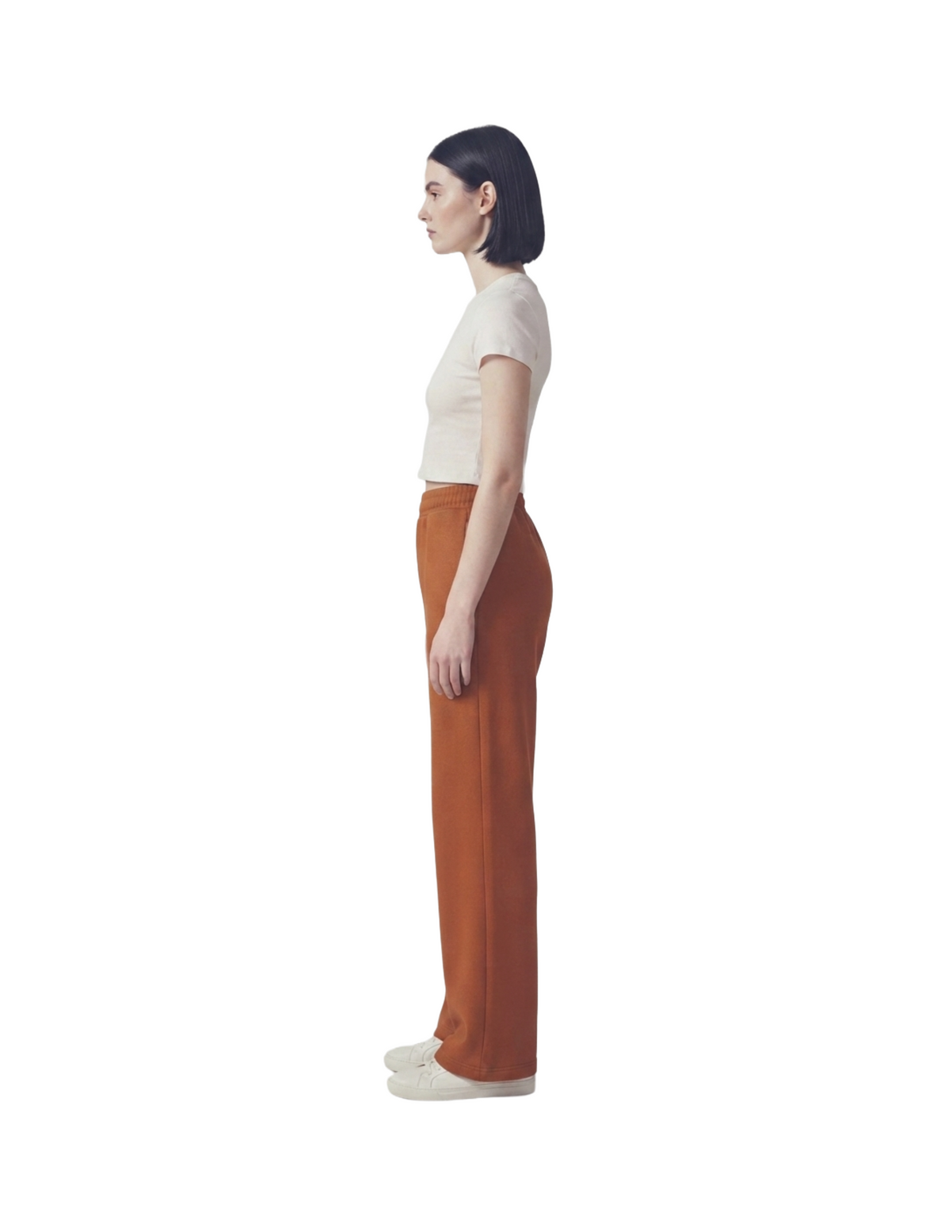 Pantalonera corte recto amplio con elástico en cintura