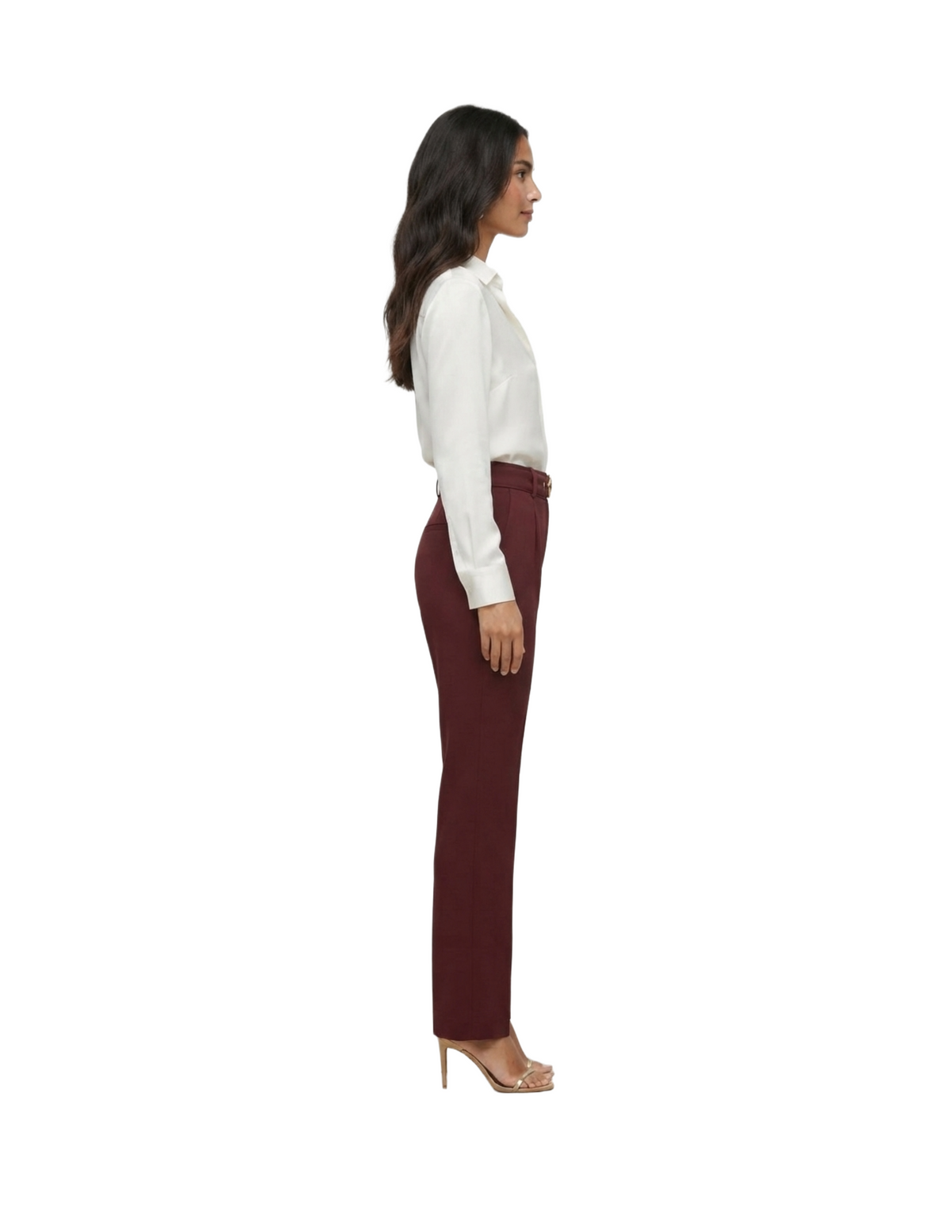 Pantalón guinda seccionado con medio cinto