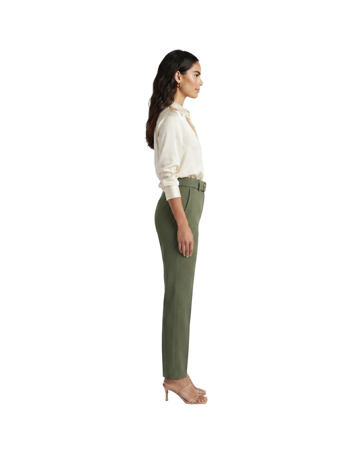 Pantalón verde seccionado con cinto completo