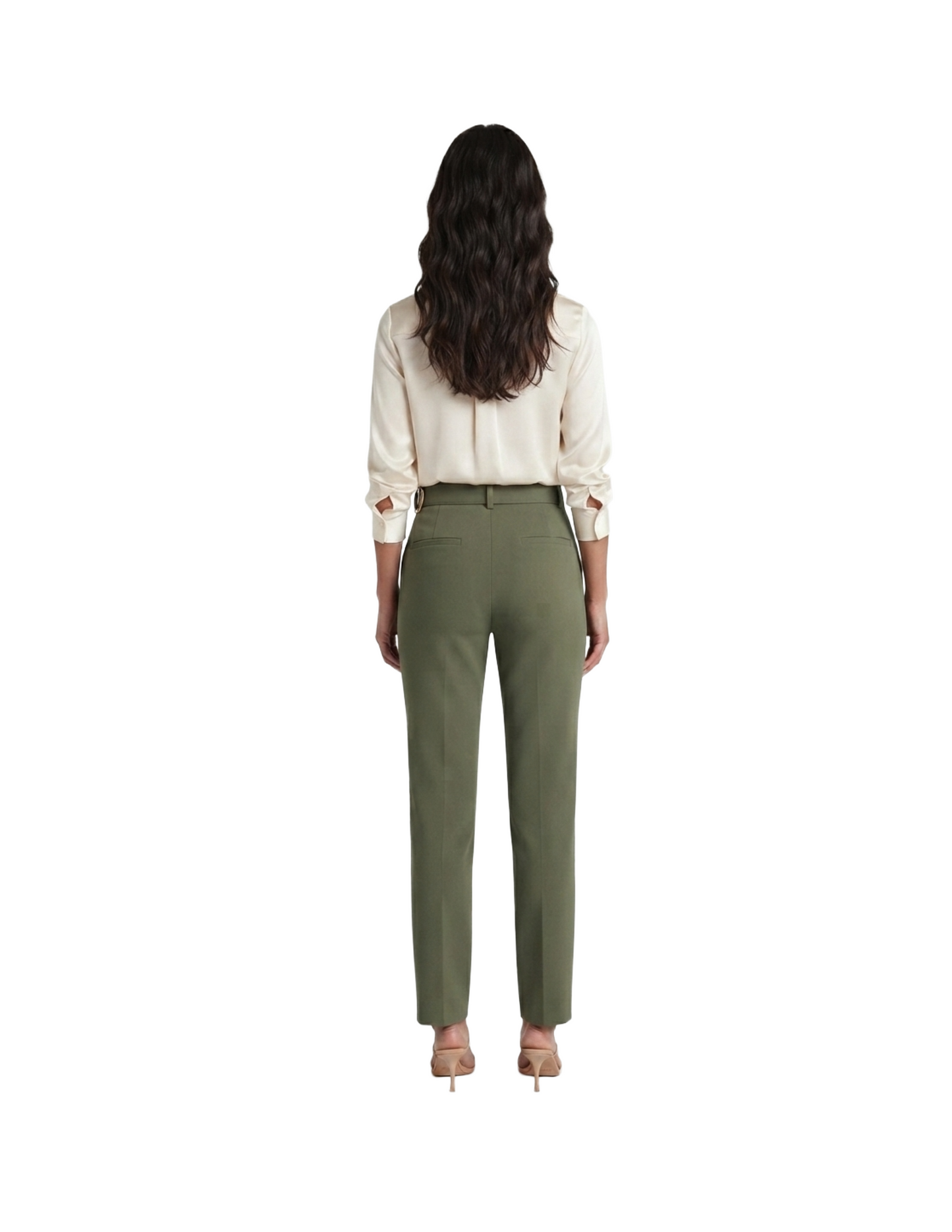 Pantalón verde seccionado con cinto completo
