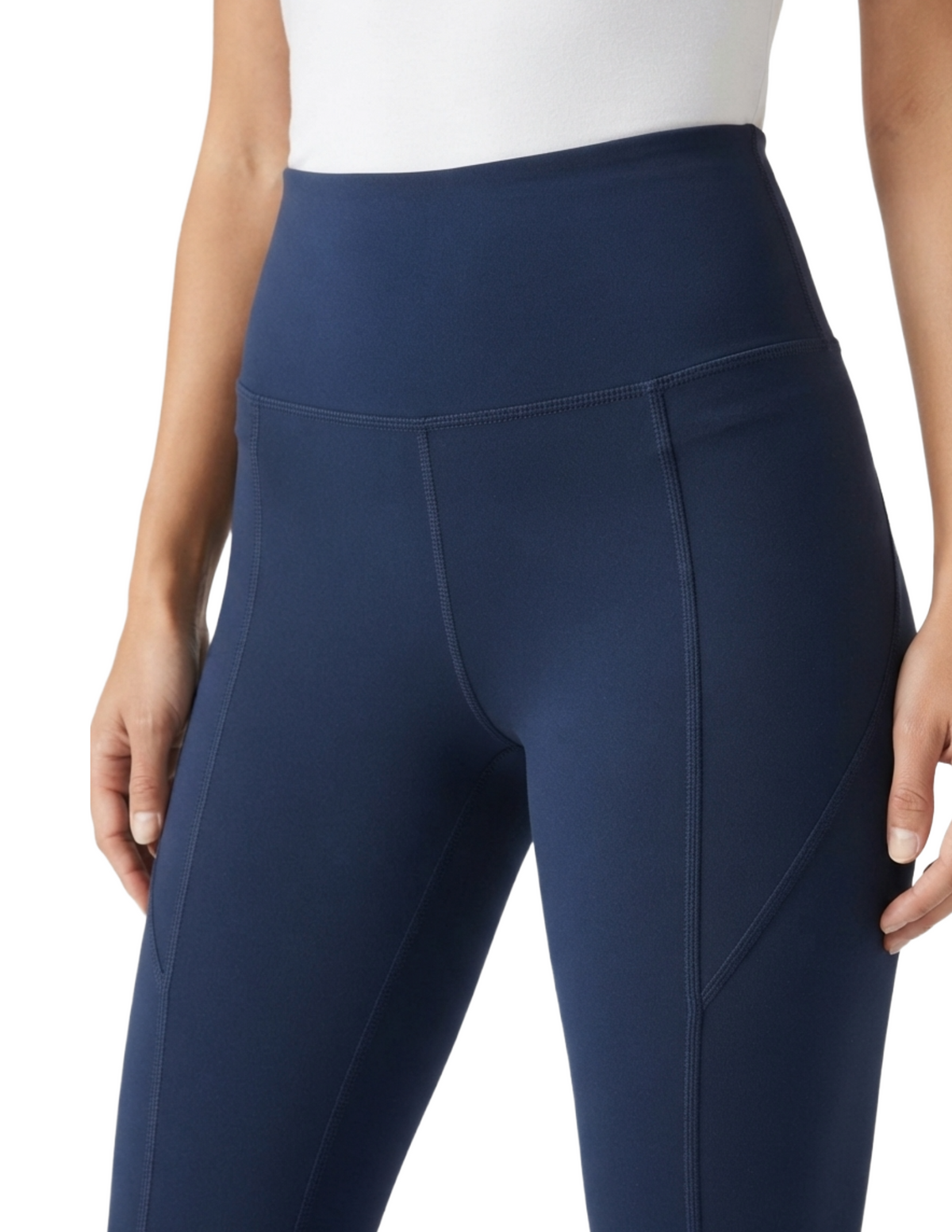 Legging azul con costuras decorativas