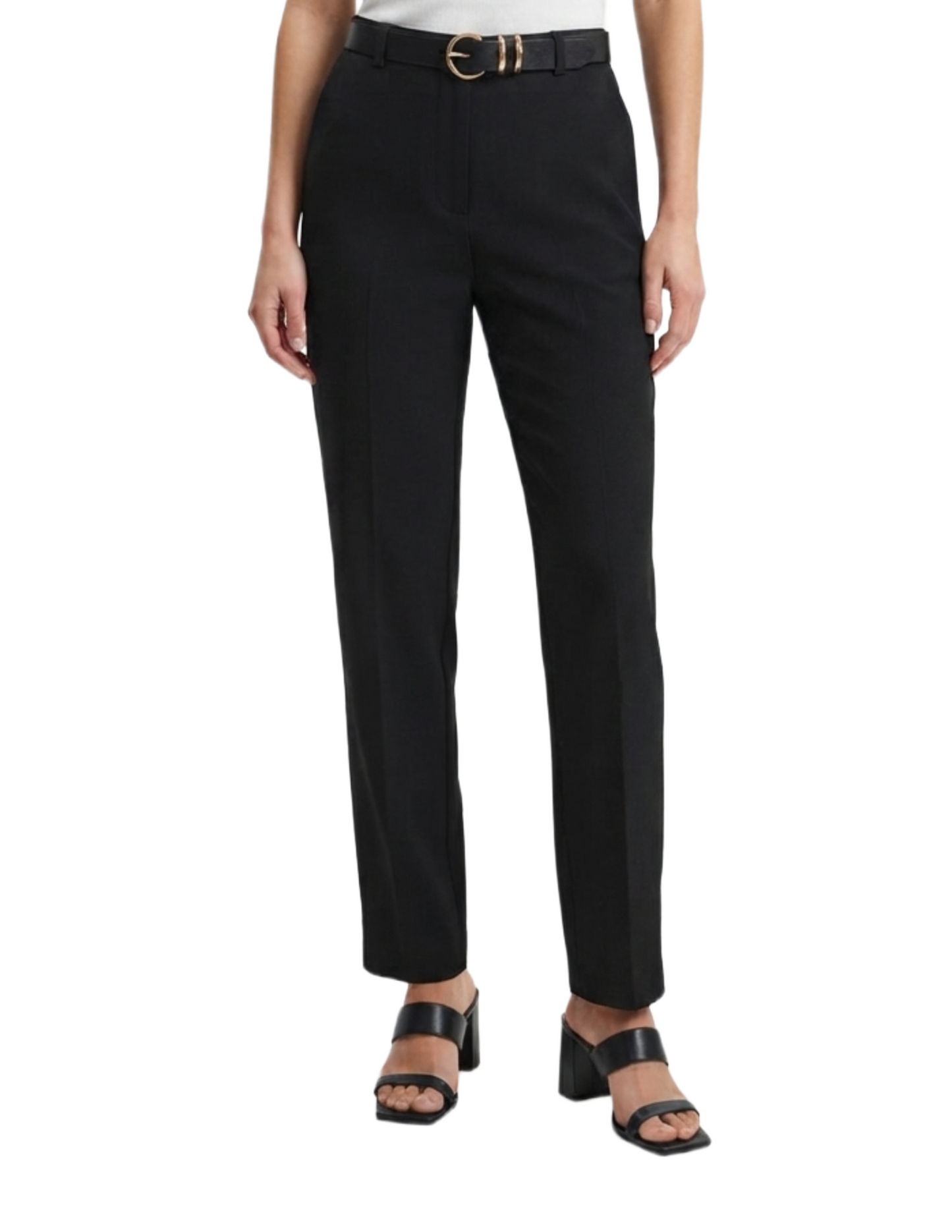 Pantalón de vestir negro con pinzas y cinturón