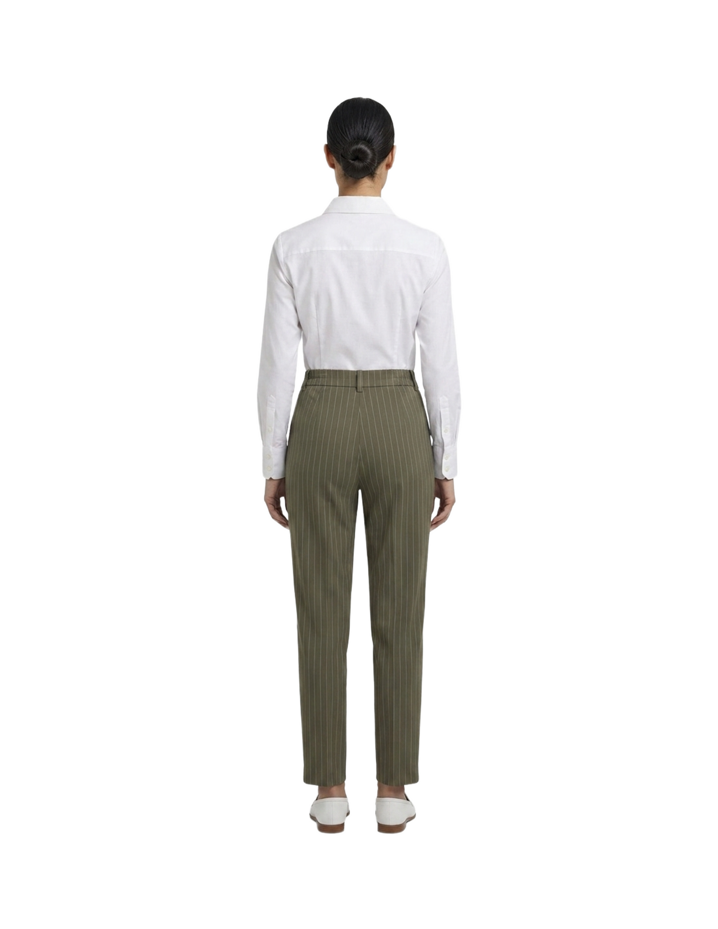 Pantalán rayado gris de vestir con pretina