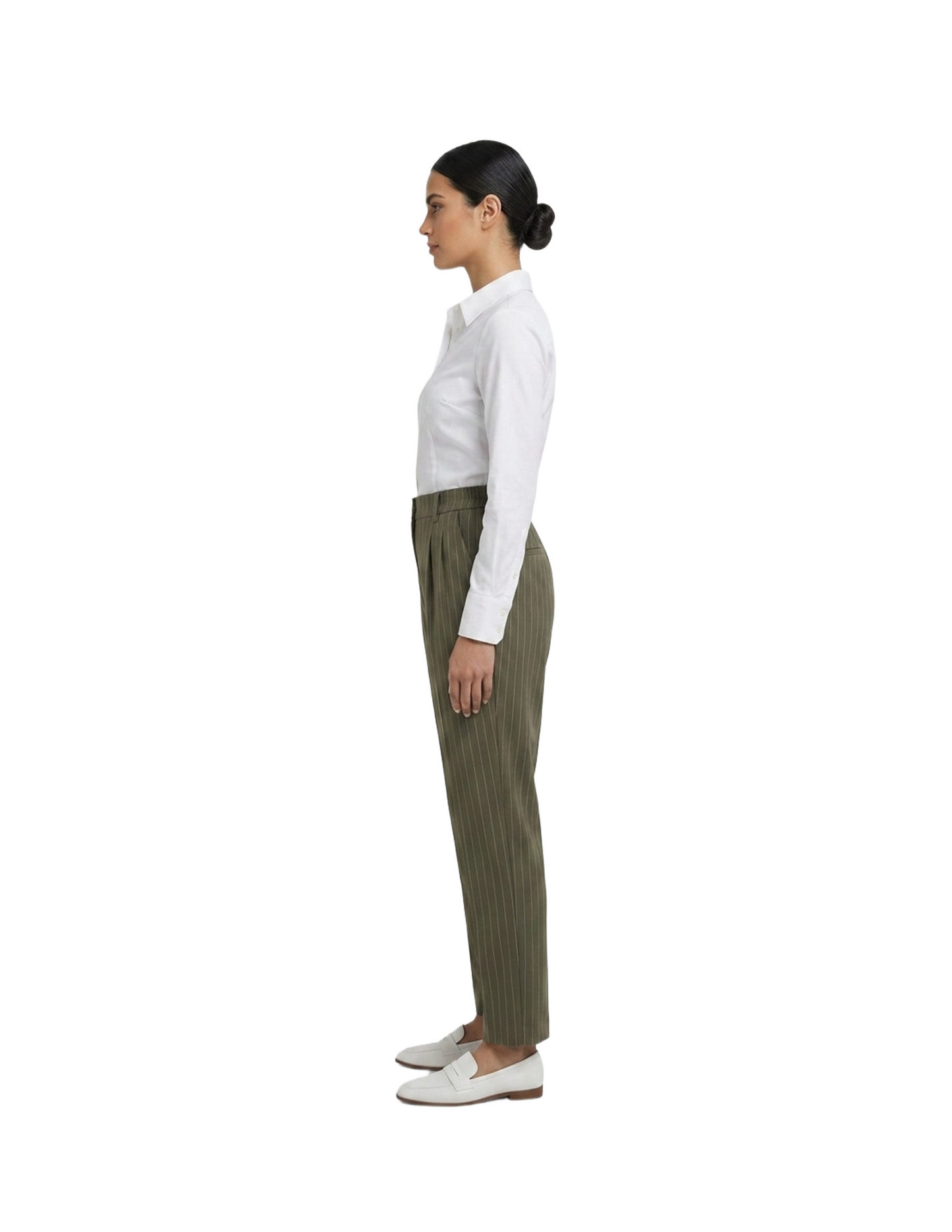 Pantalán rayado gris de vestir con pretina