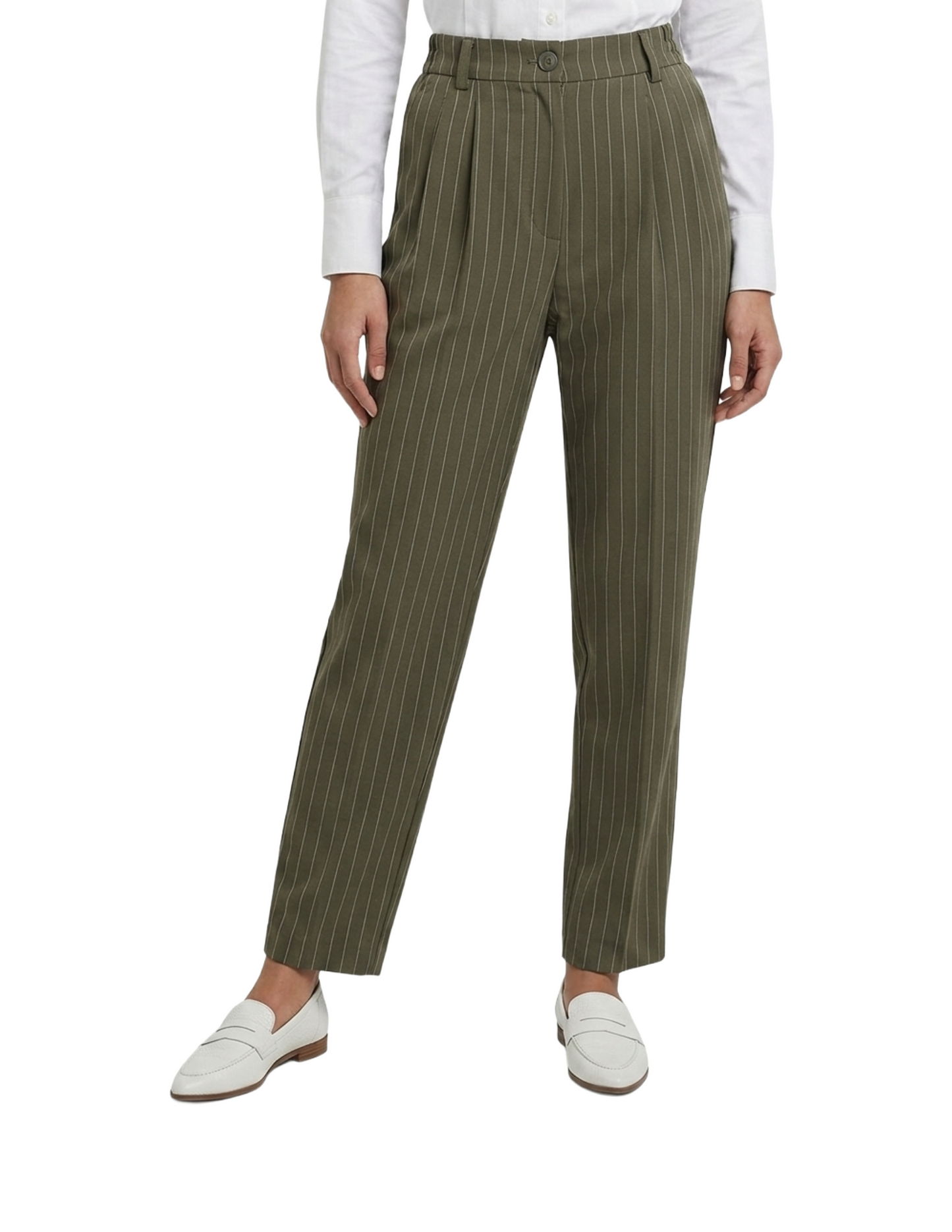 Pantalán rayado gris de vestir con pretina