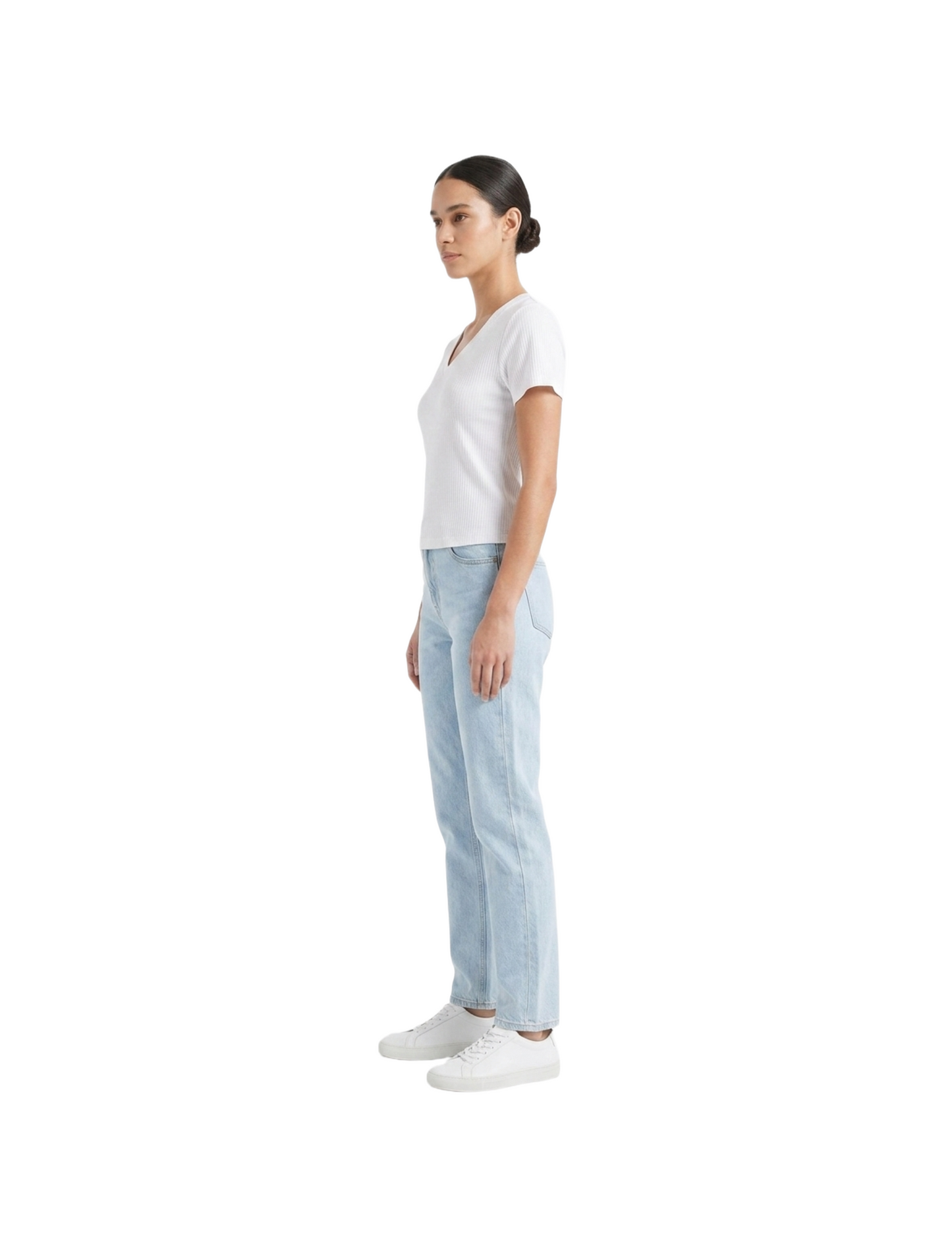 Crop top blanco acanalado