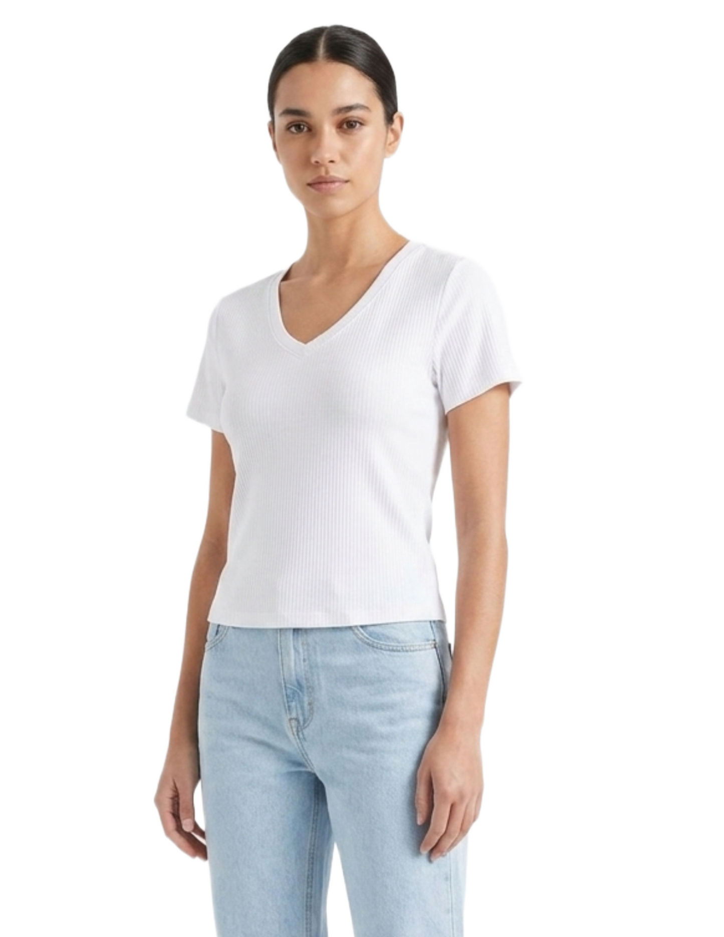 Crop top blanco acanalado