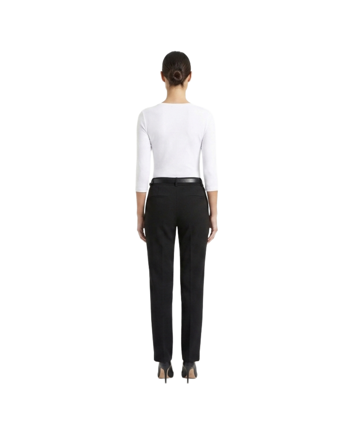 Pantalón negro corte recto con cinturón