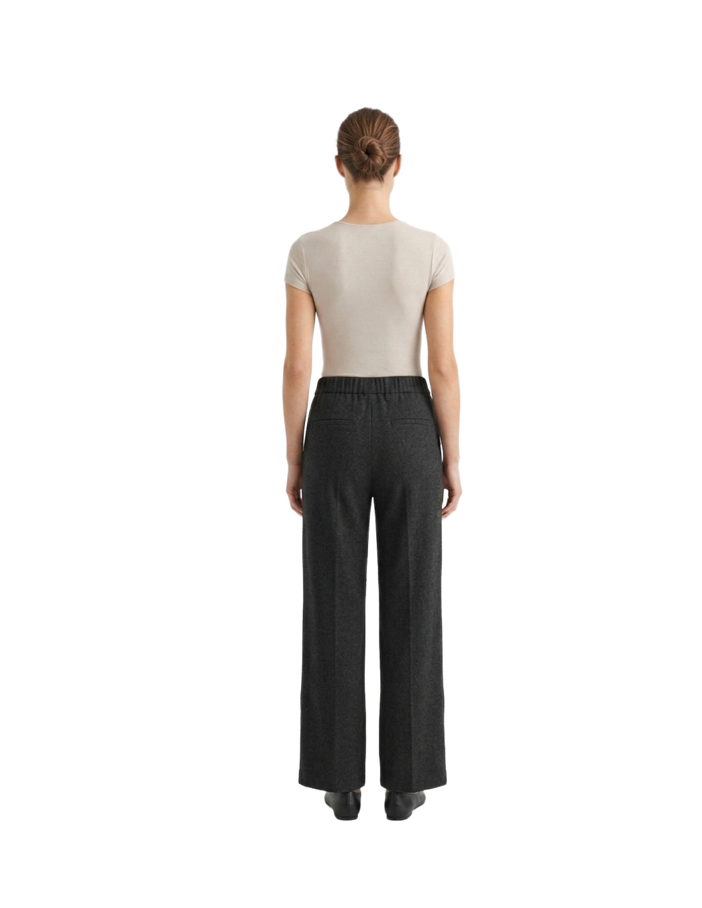 Pantalón negro acanalado recto tela gruesa