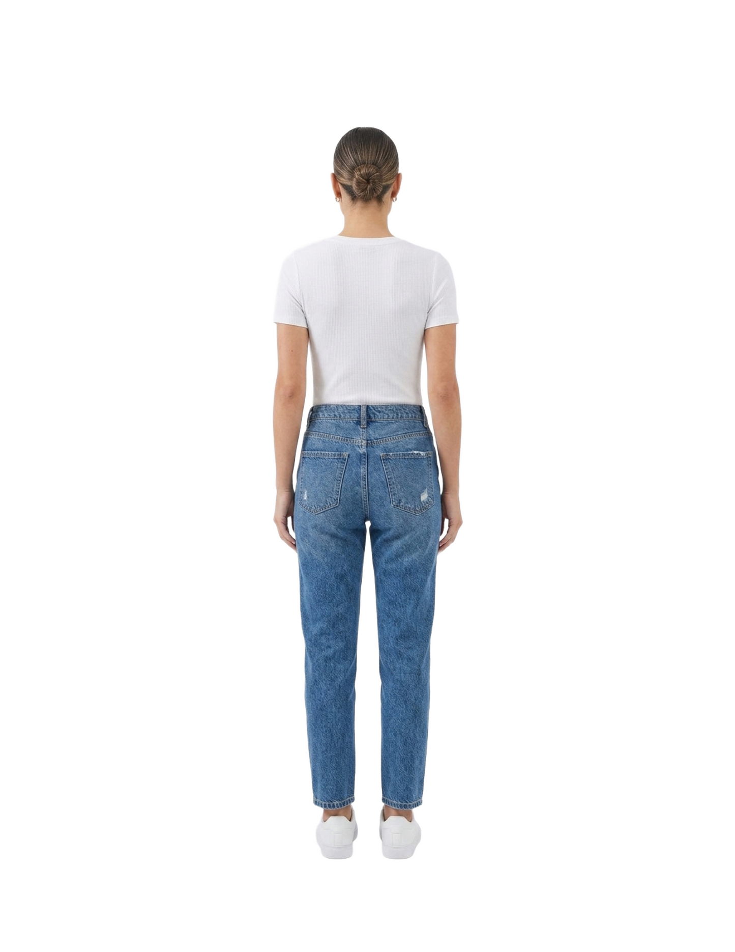 Blusa blanca de rayas con cuello en V
