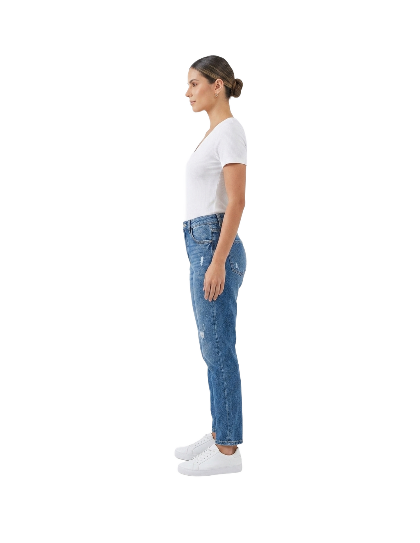 Blusa blanca de rayas con cuello en V