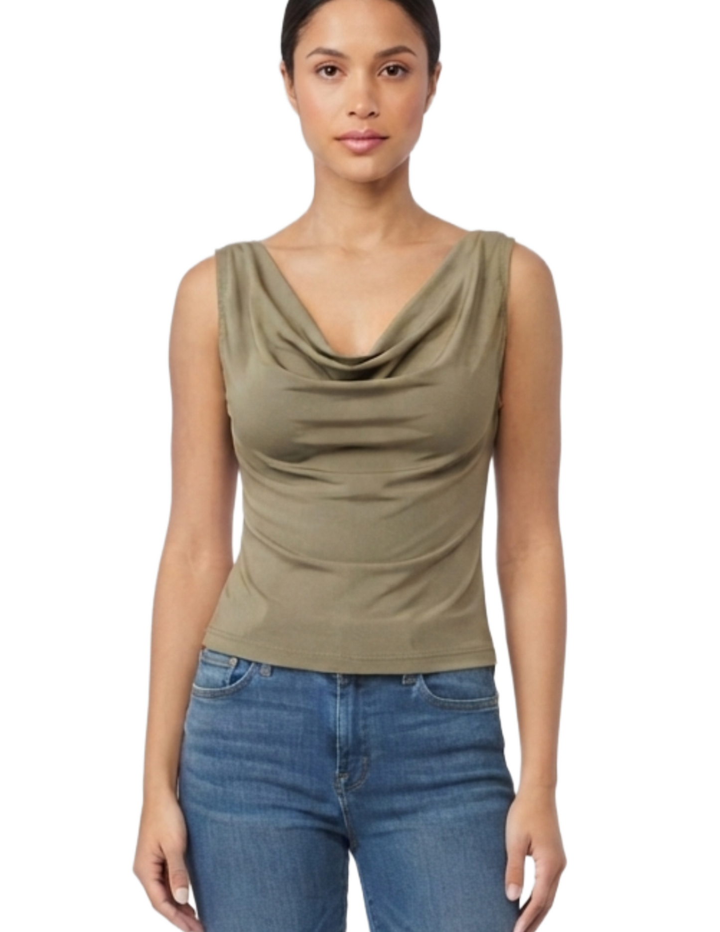 Blusa cafe con escote en V economica