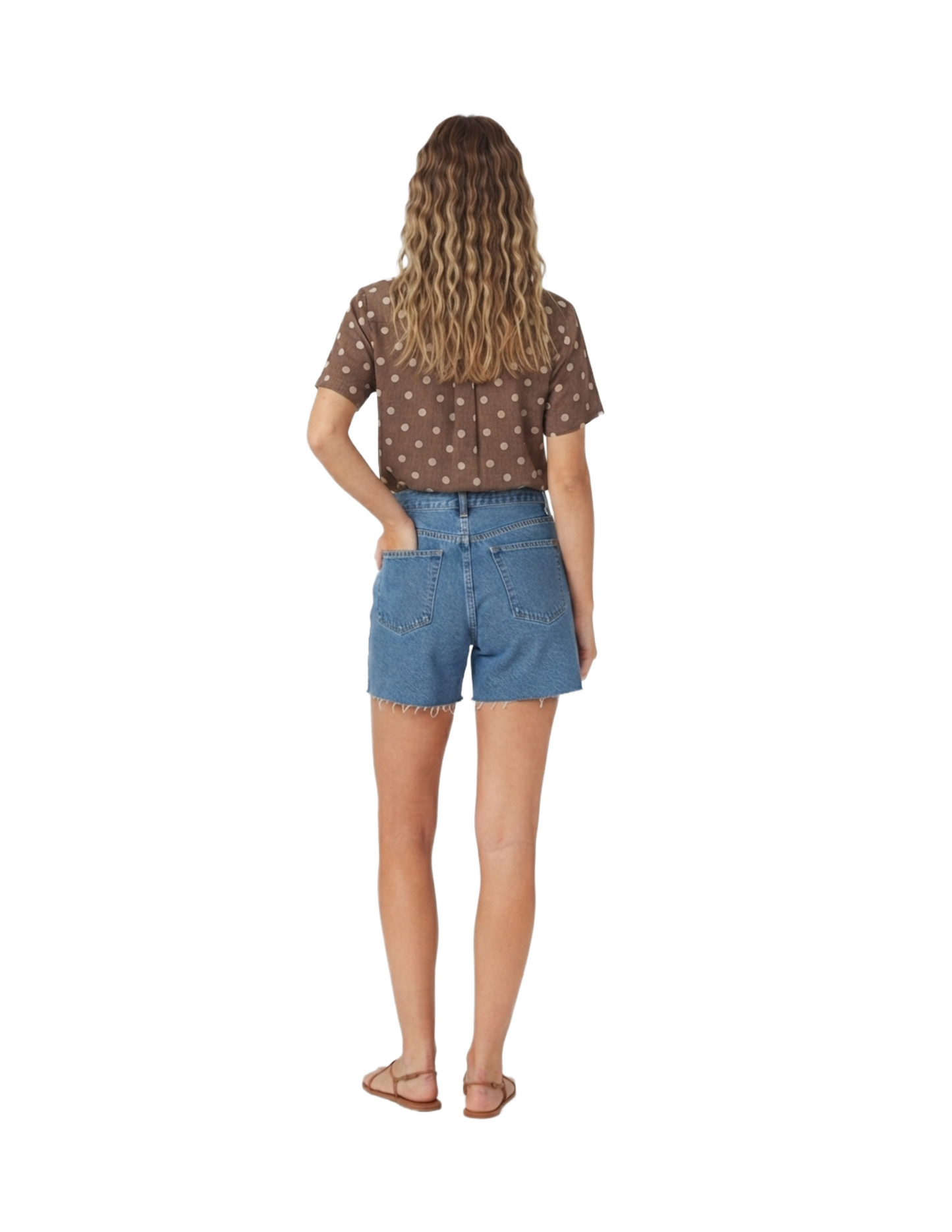 Blusa cafe con puntos abotonada