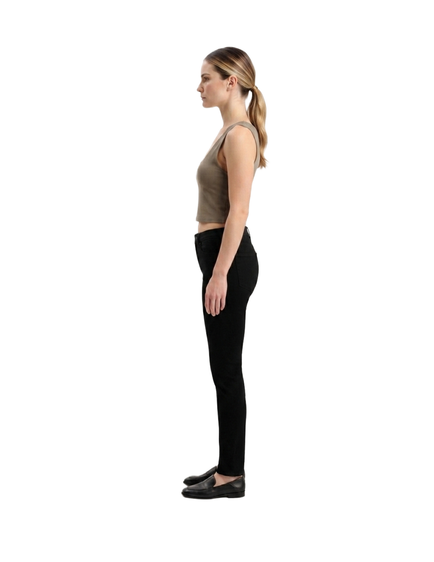 Crop top cuello en V color cafe