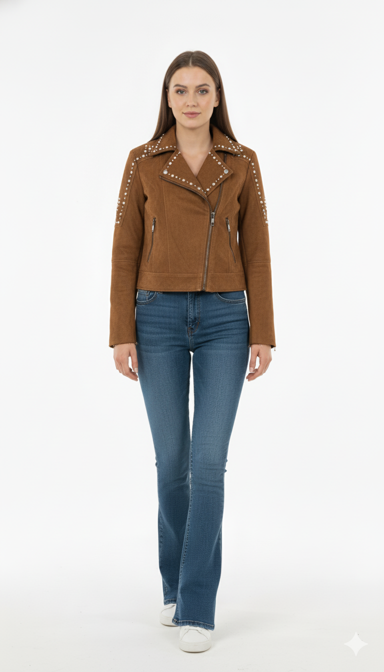 Chamara de terciopelo con detalle de brillos en hombro y cuello