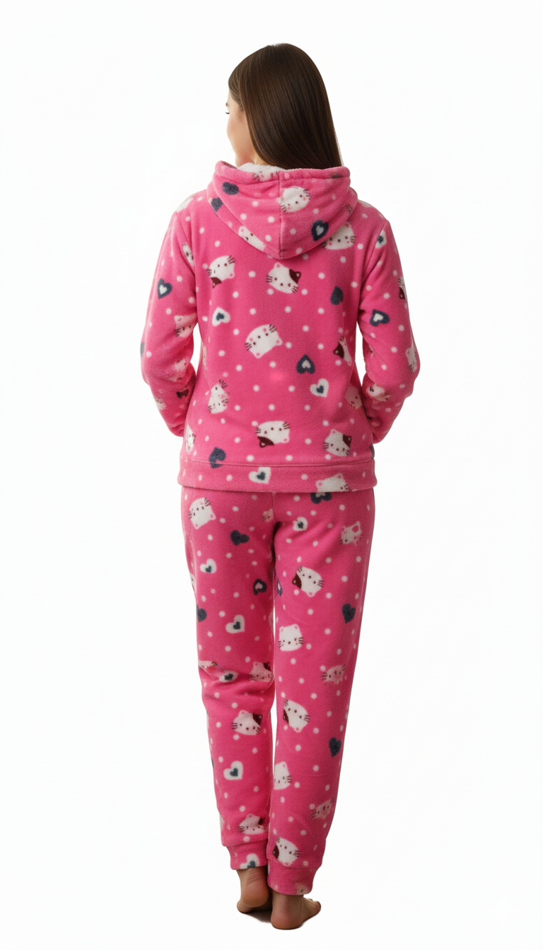 Conjunto rosa con gatitos de dos piezas de sudadera y pantalonera