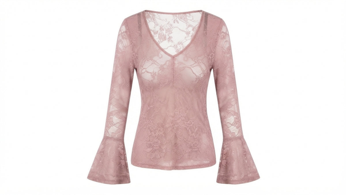 Blusa mesh rosa con mangas de murcielago