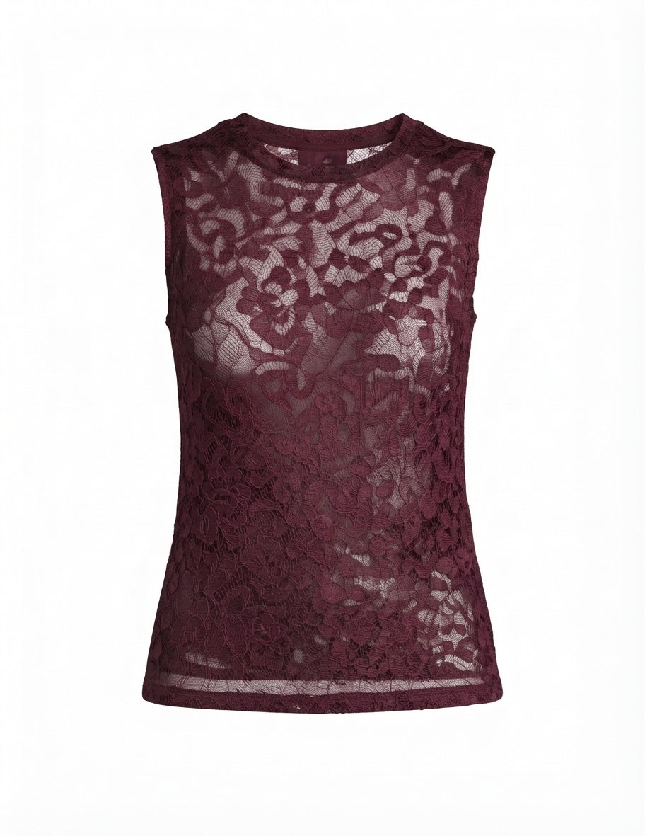 Blusa MESH guinda de encaje