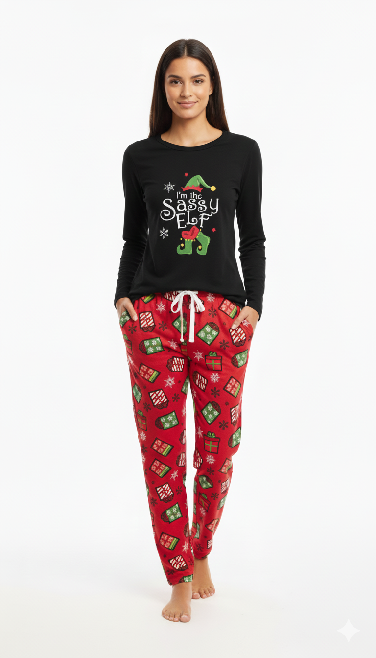 Conjunto de pijama de dos piezas navideña