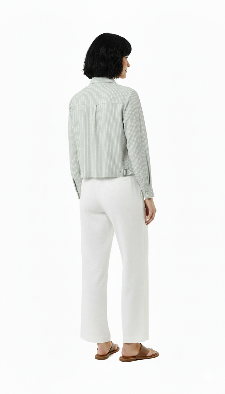 Blusa verde abotonada de rayas