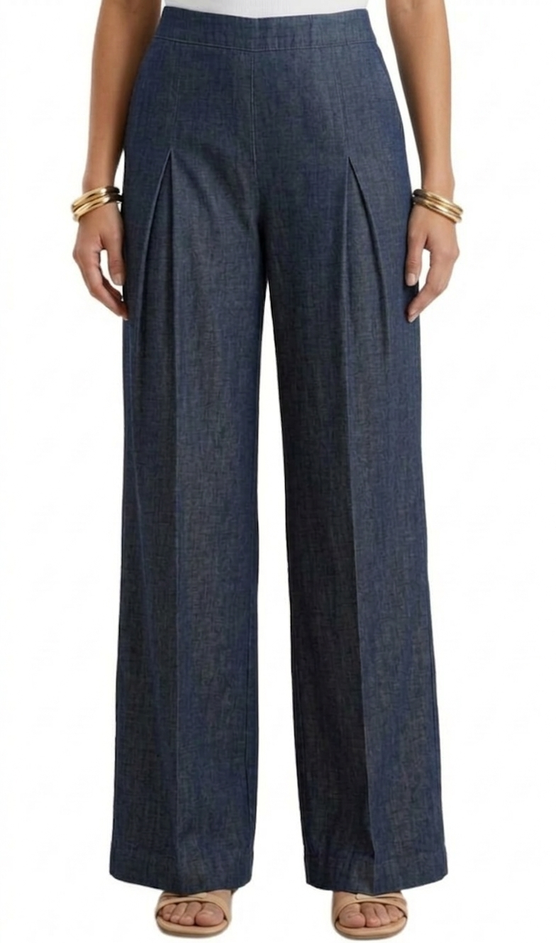 Palazo imitación de mezclilla con pinzas