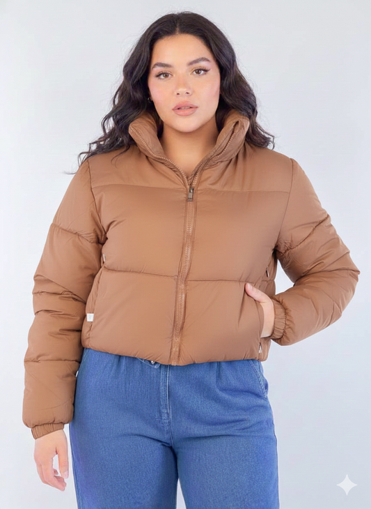 Chamarra rosa capitonada corta