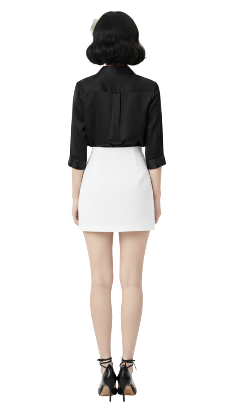 Falda short blanco liso