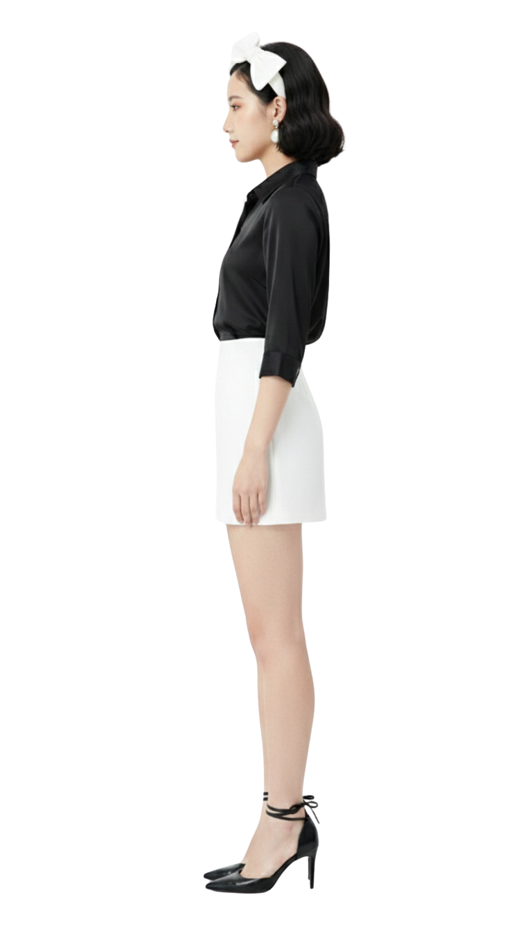 Falda short blanco liso