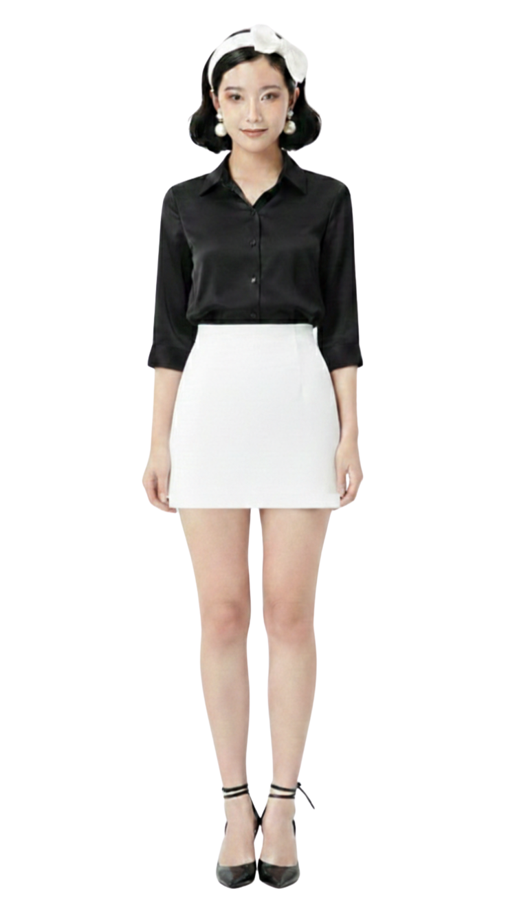 Falda short blanco liso