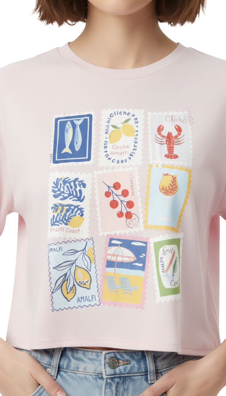 Blusa rosa con estampado