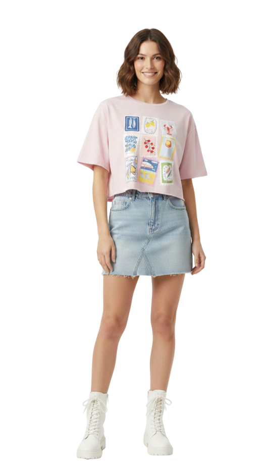 Blusa rosa con estampado