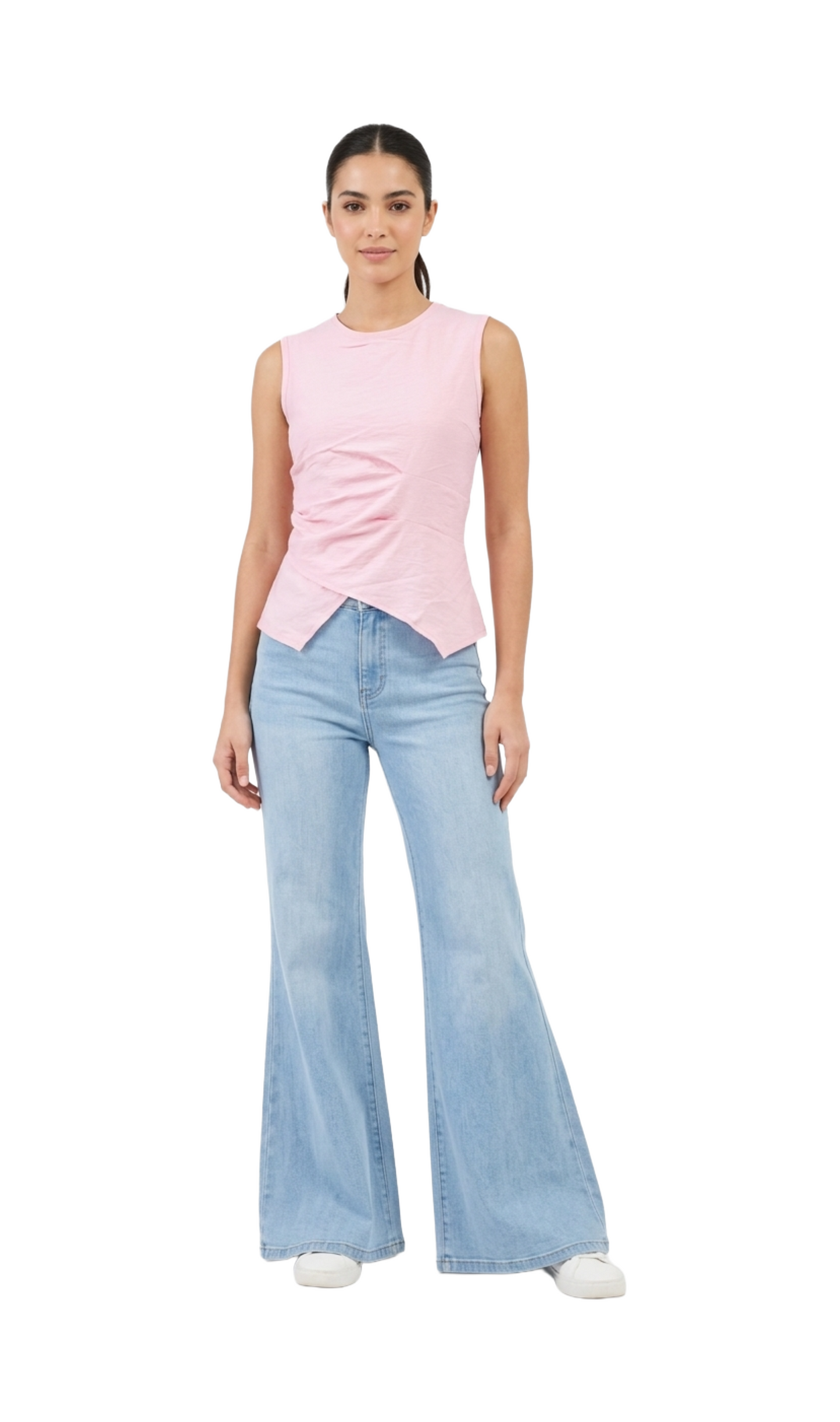 Blusa rosa cruzada plisada
