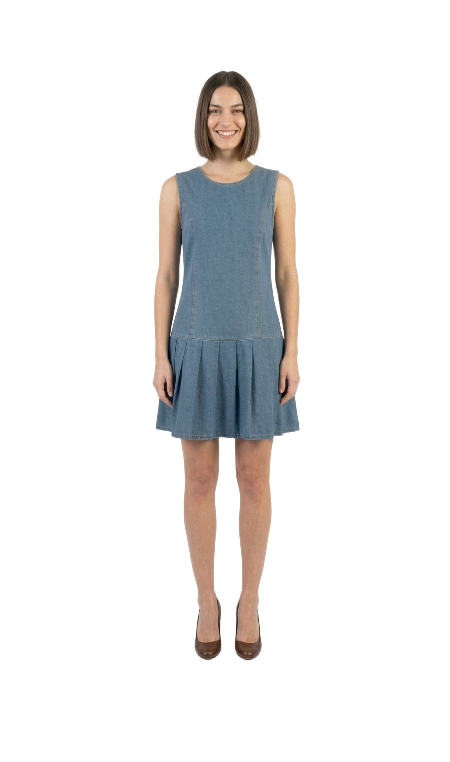 Vestido de mezclilla con falda tableada