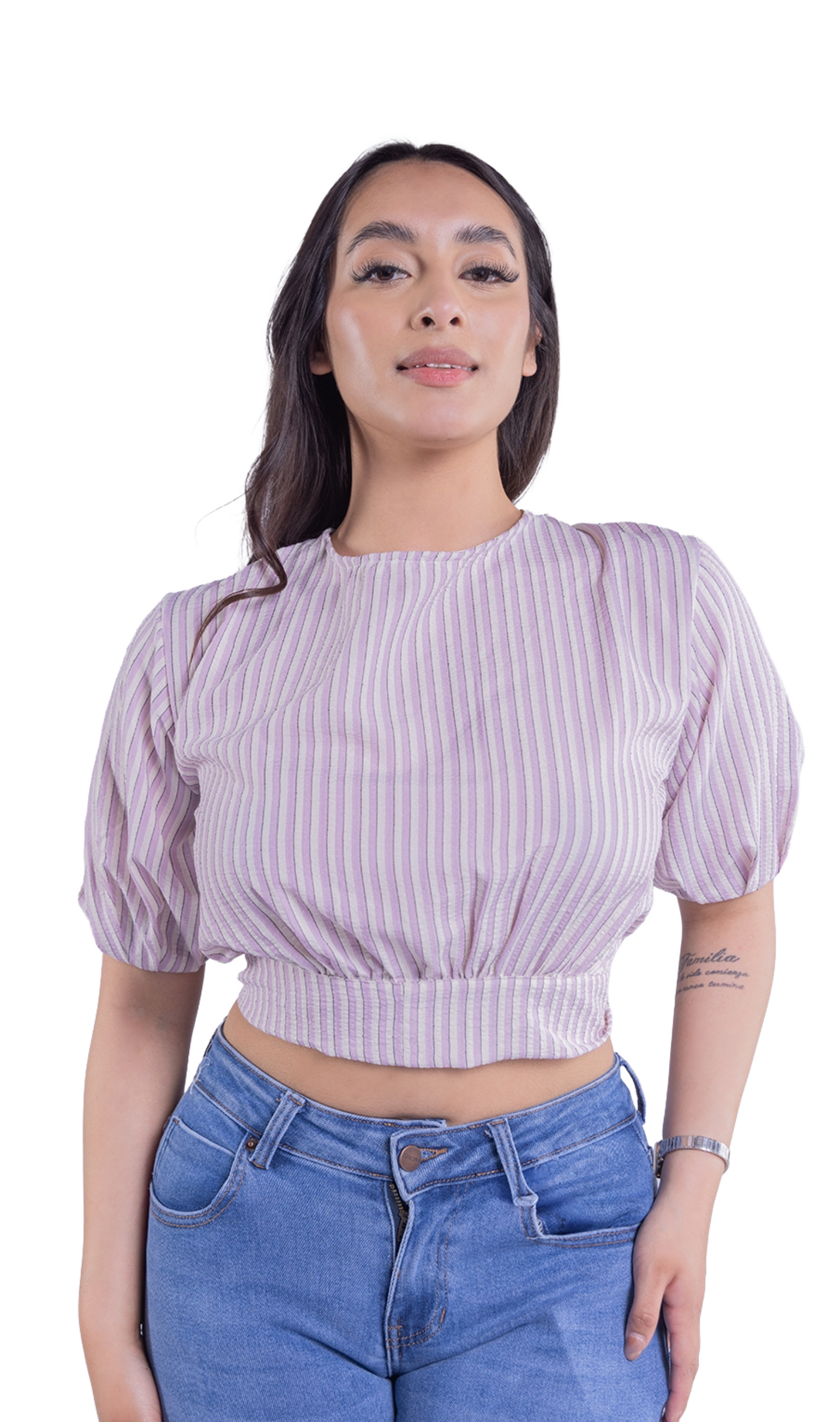 Blusa con manga tipo globo y amarre en espalda