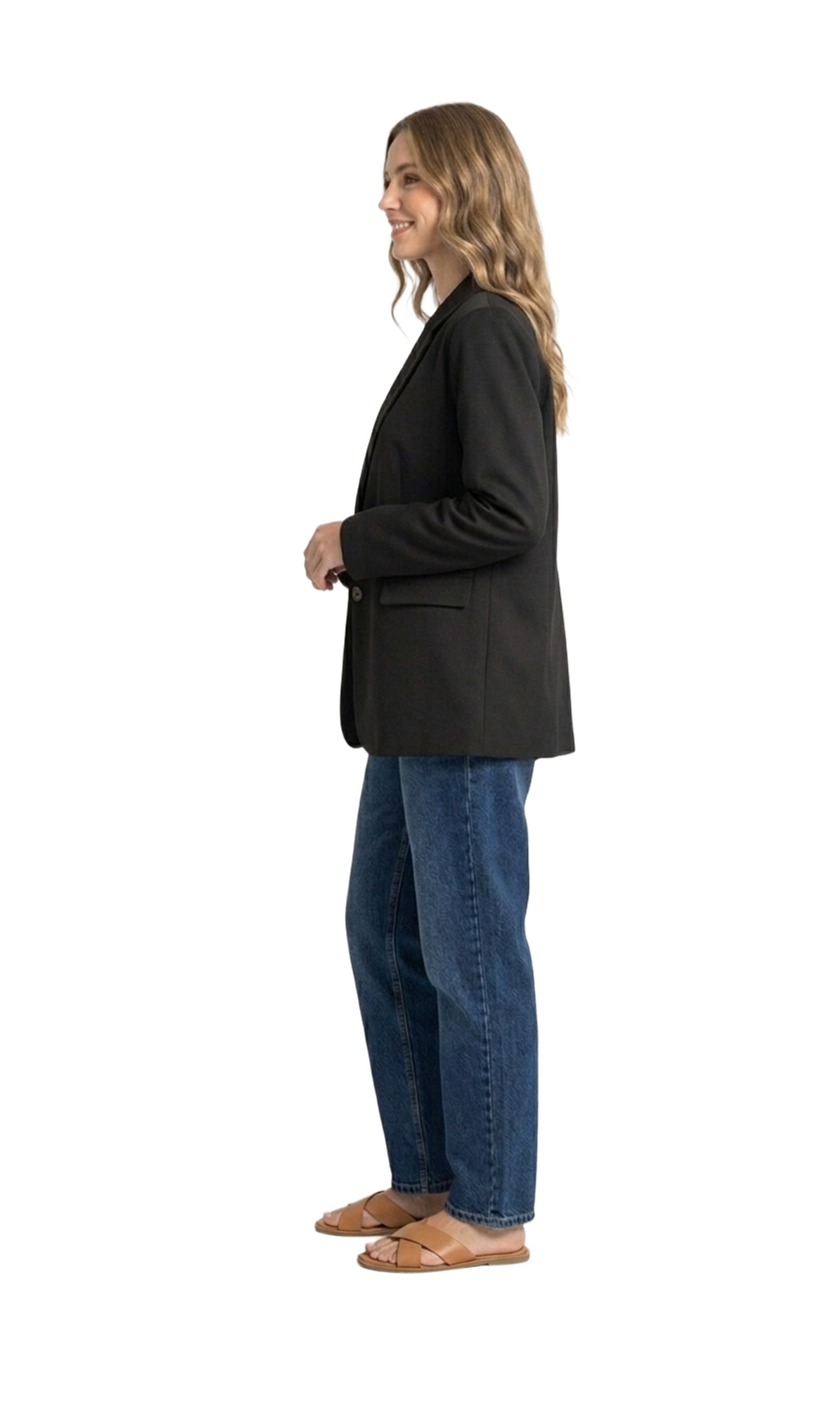 Saco negro de un botón tipo oversize