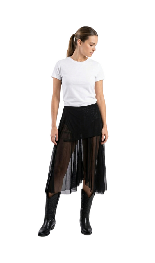 Falda negra tipo mesh