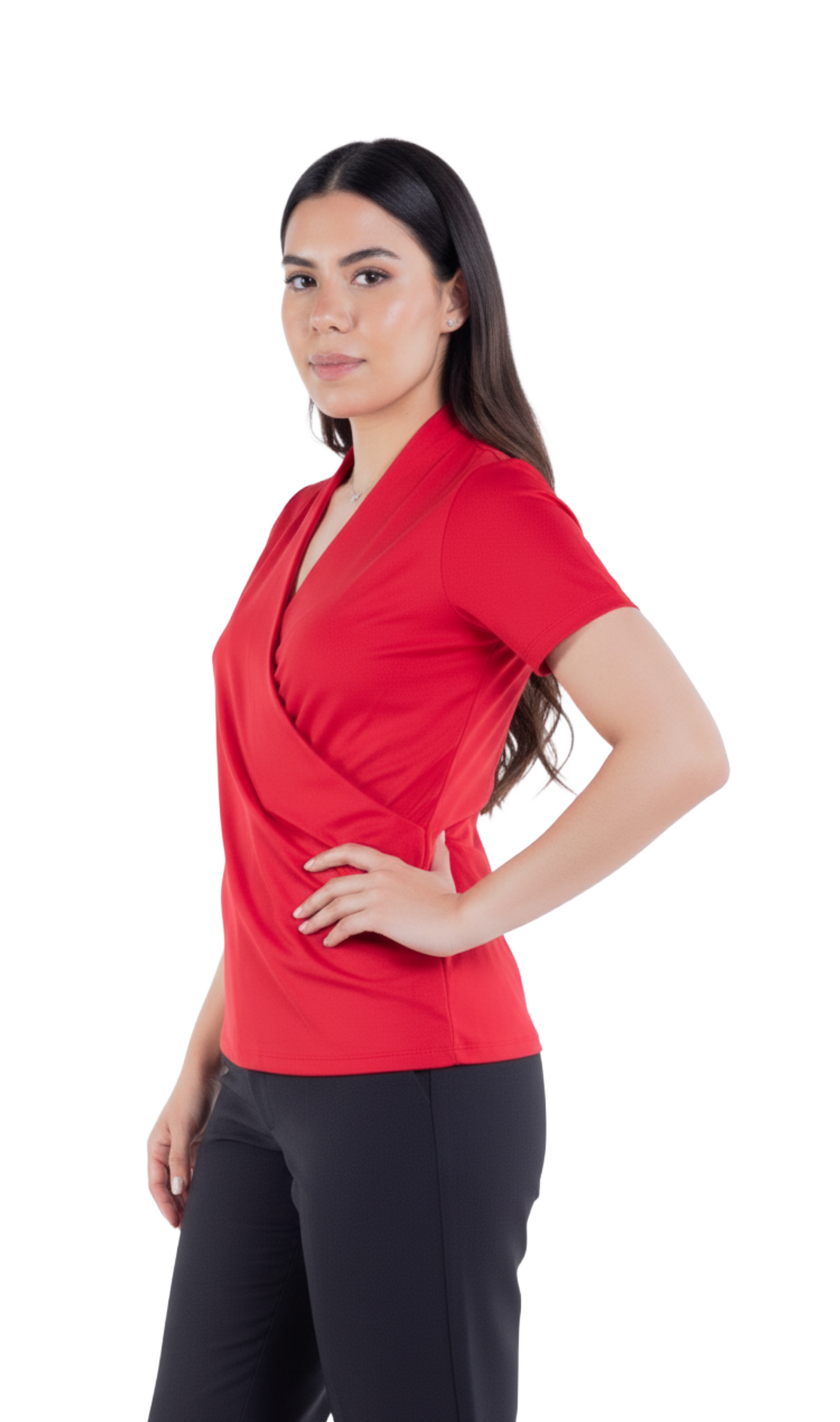 Blusa roja con escote cruzado