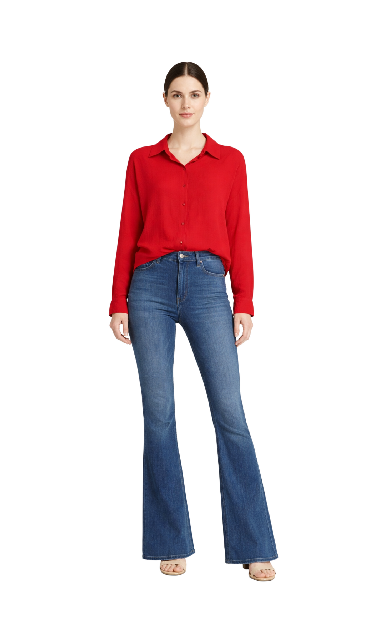 Blusa oversize de manga larga abotonada