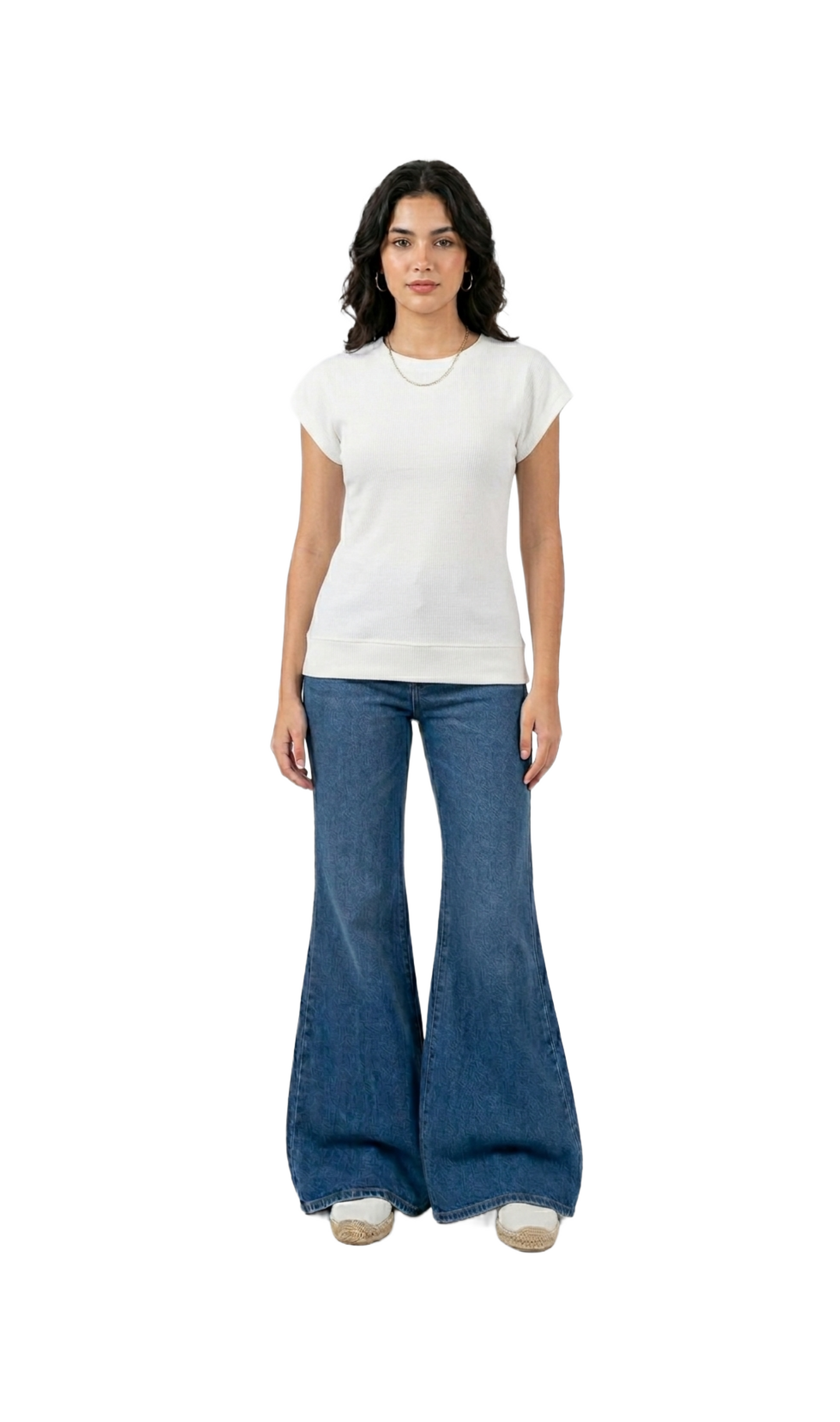 Blusa acanalada cuello redondo economica