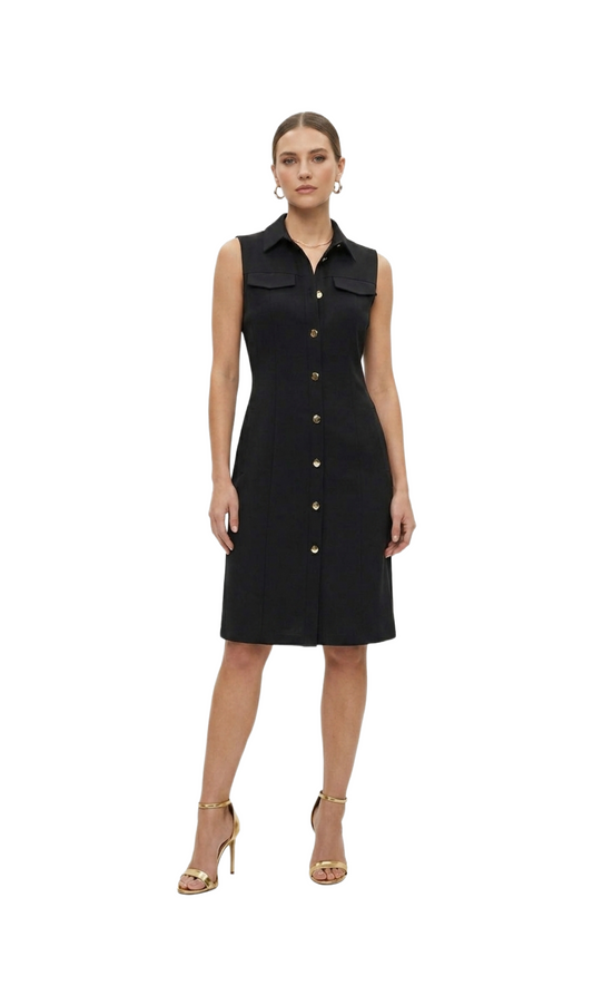 Vestido negro abotonado seccionado